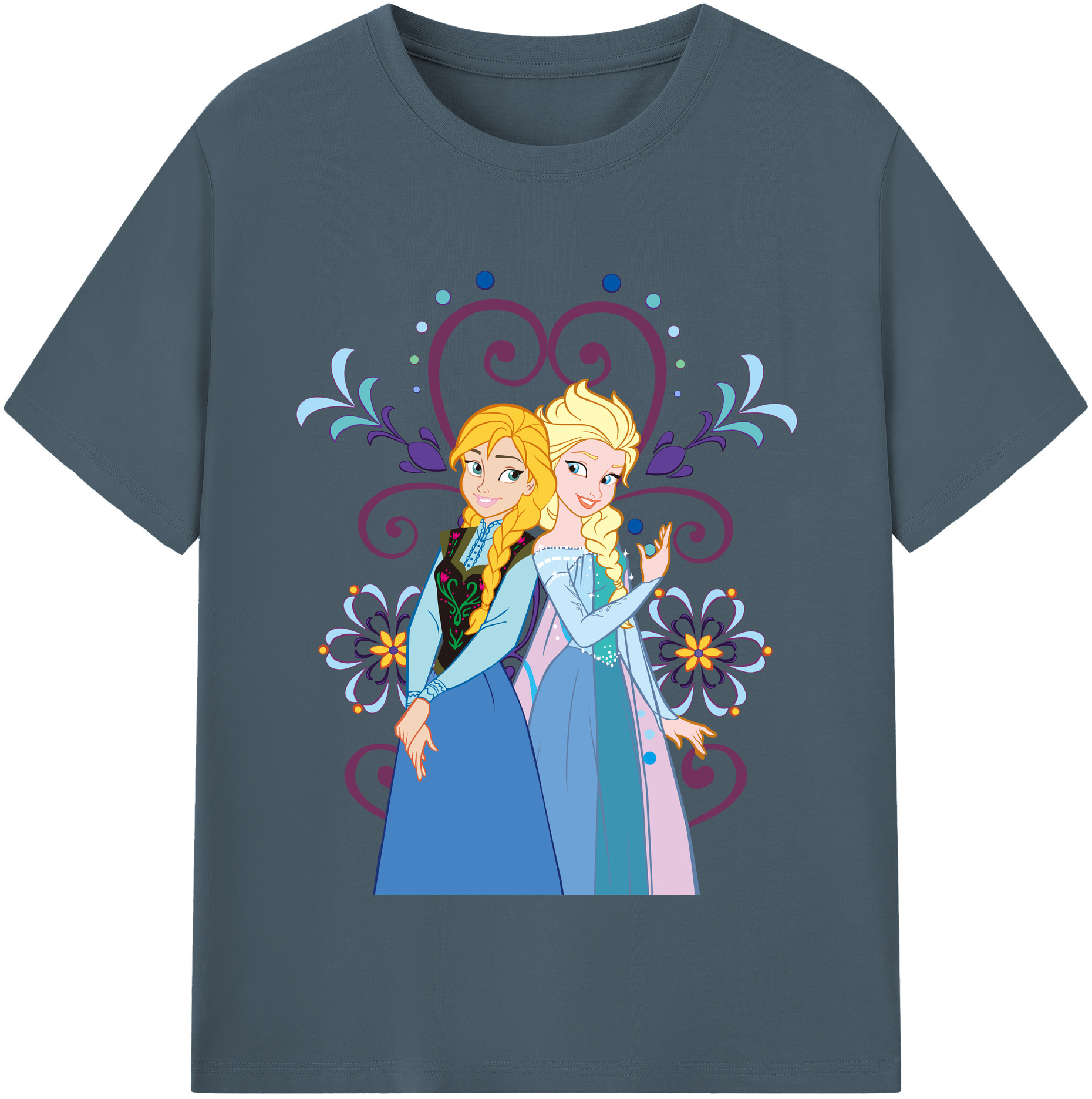 （画像用） アナと雪の女王 アンナ エルサ Frozen Anna Elsa 綿100％半袖Tシャツ（フロントプリント）